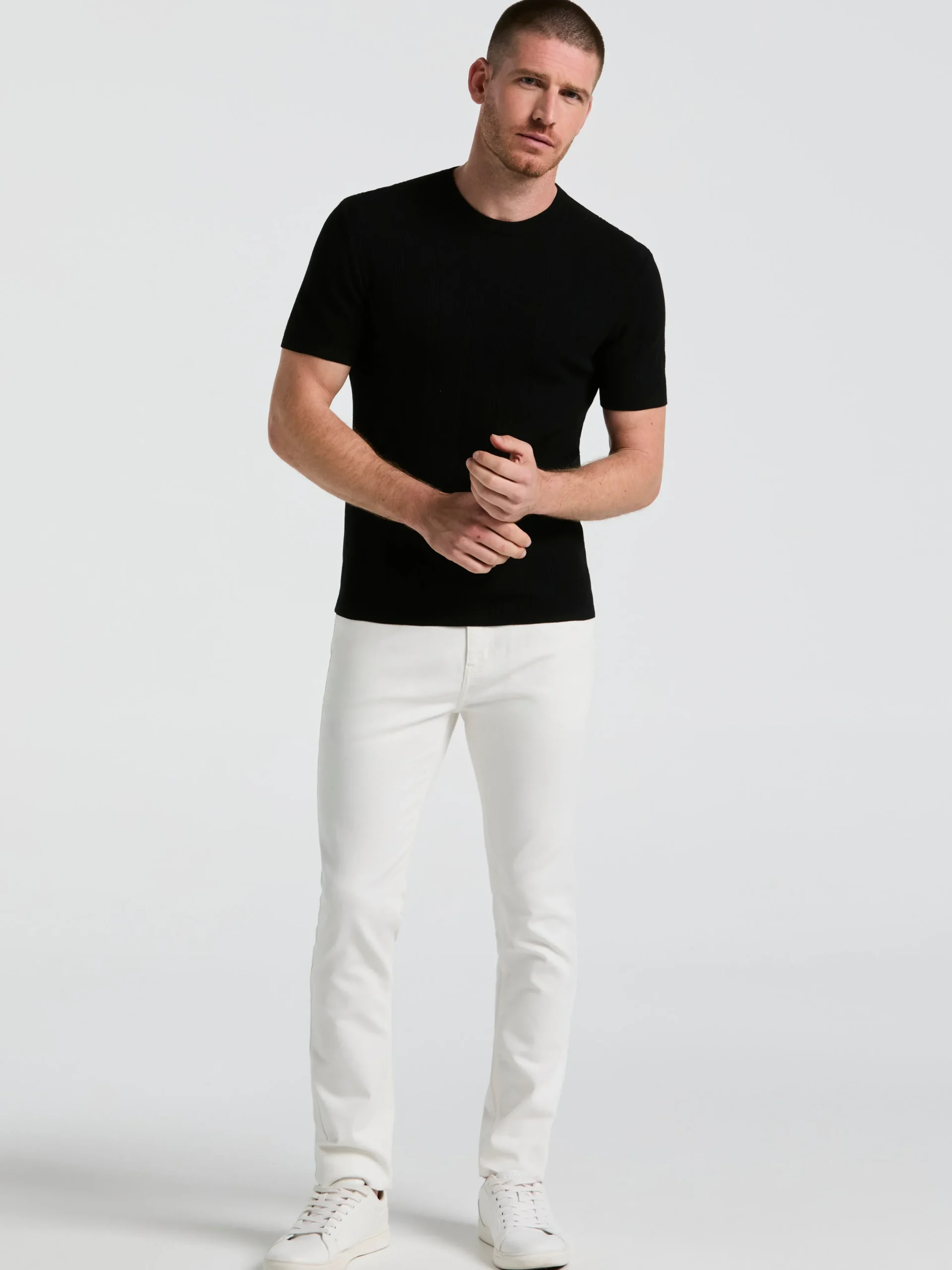 Tech Knit Striped Crew Neck Shirt