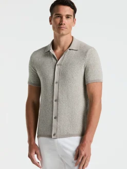Two Tone Button Front Polo Sweater