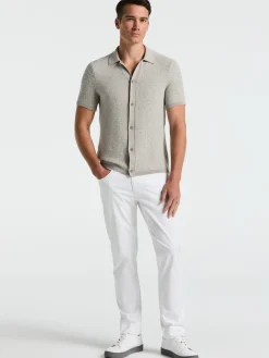Two Tone Button Front Polo Sweater