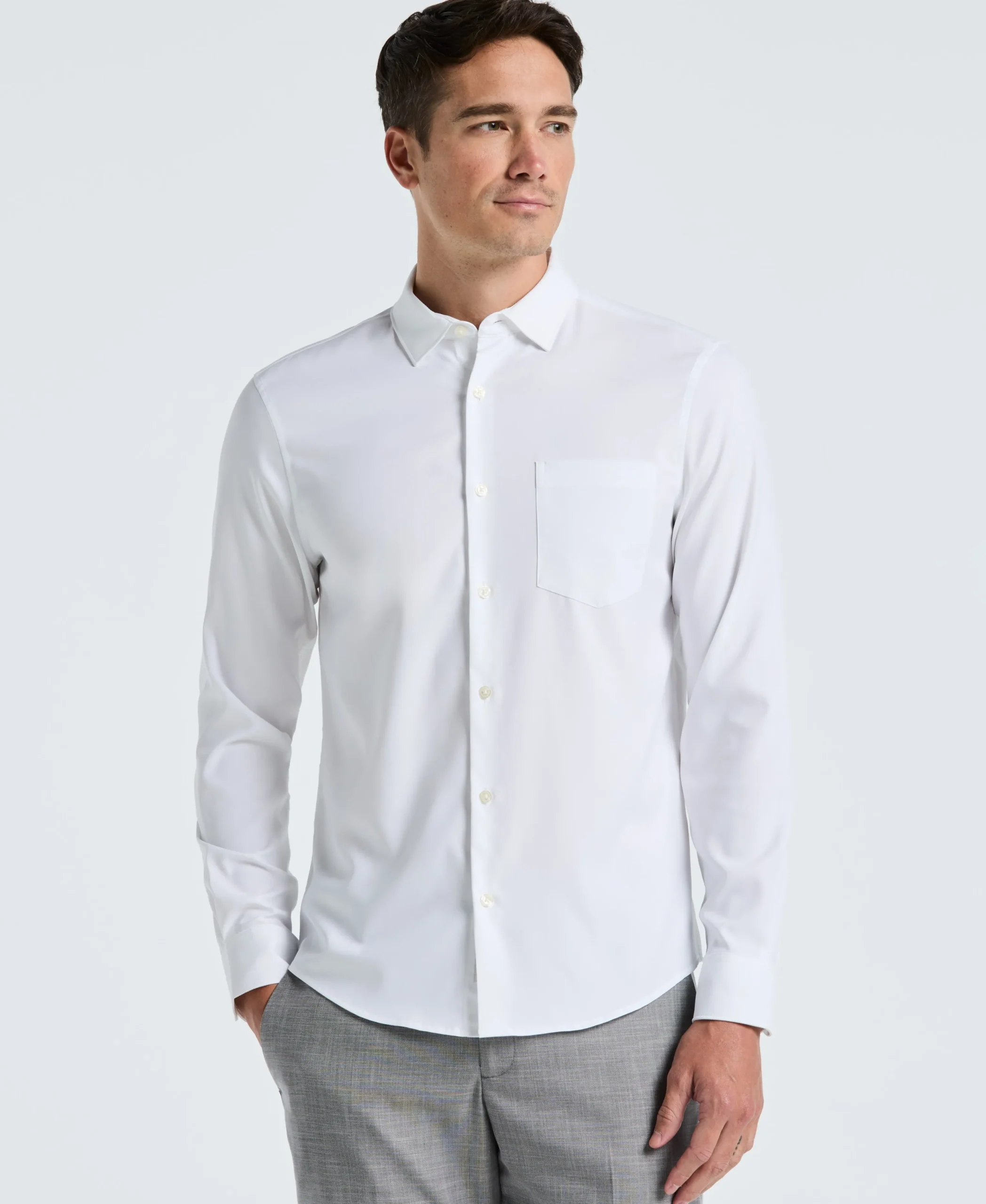 Untucked Total Stretch Slim Fit Solid Shirt - White