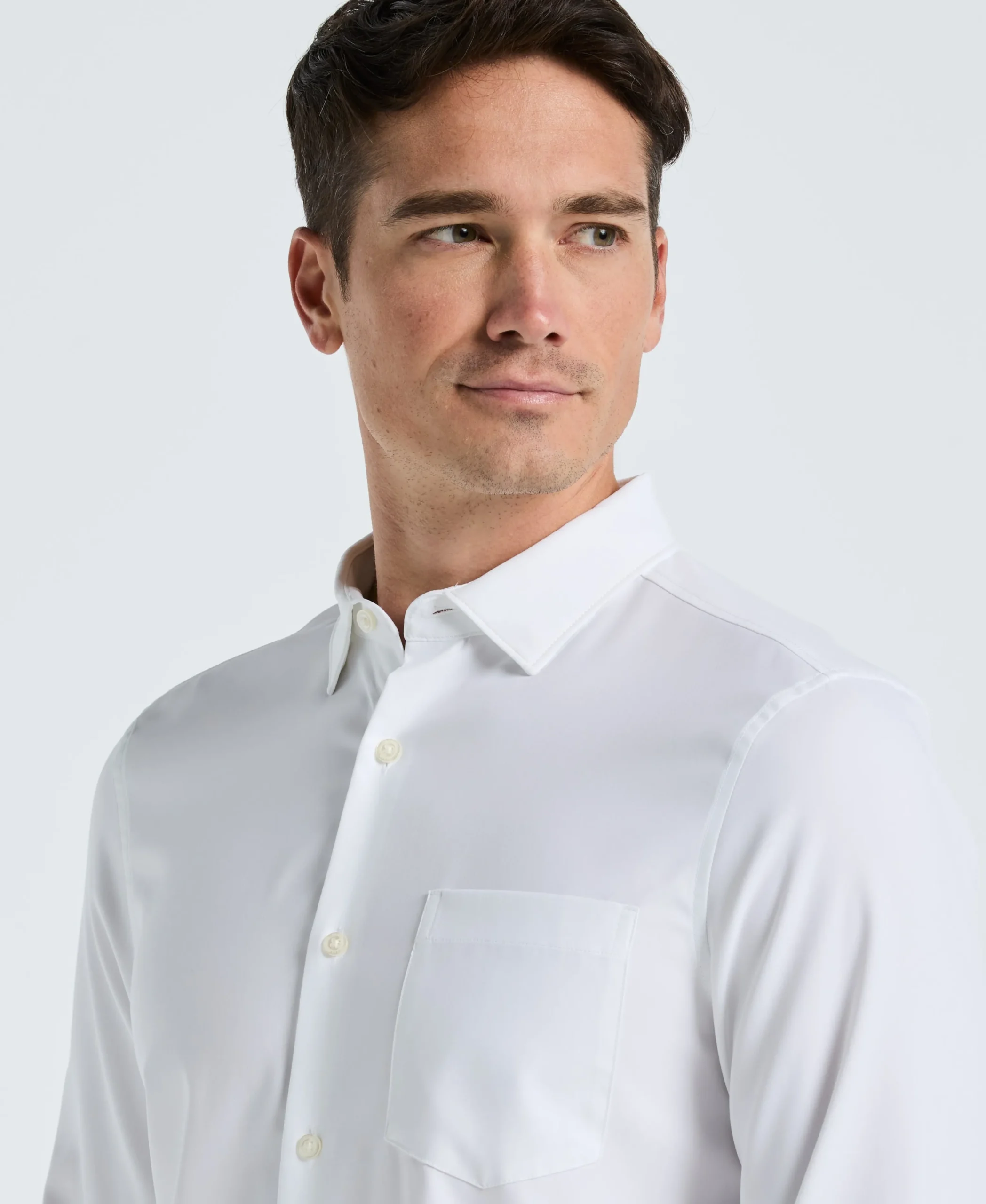 Untucked Total Stretch Slim Fit Solid Shirt - White
