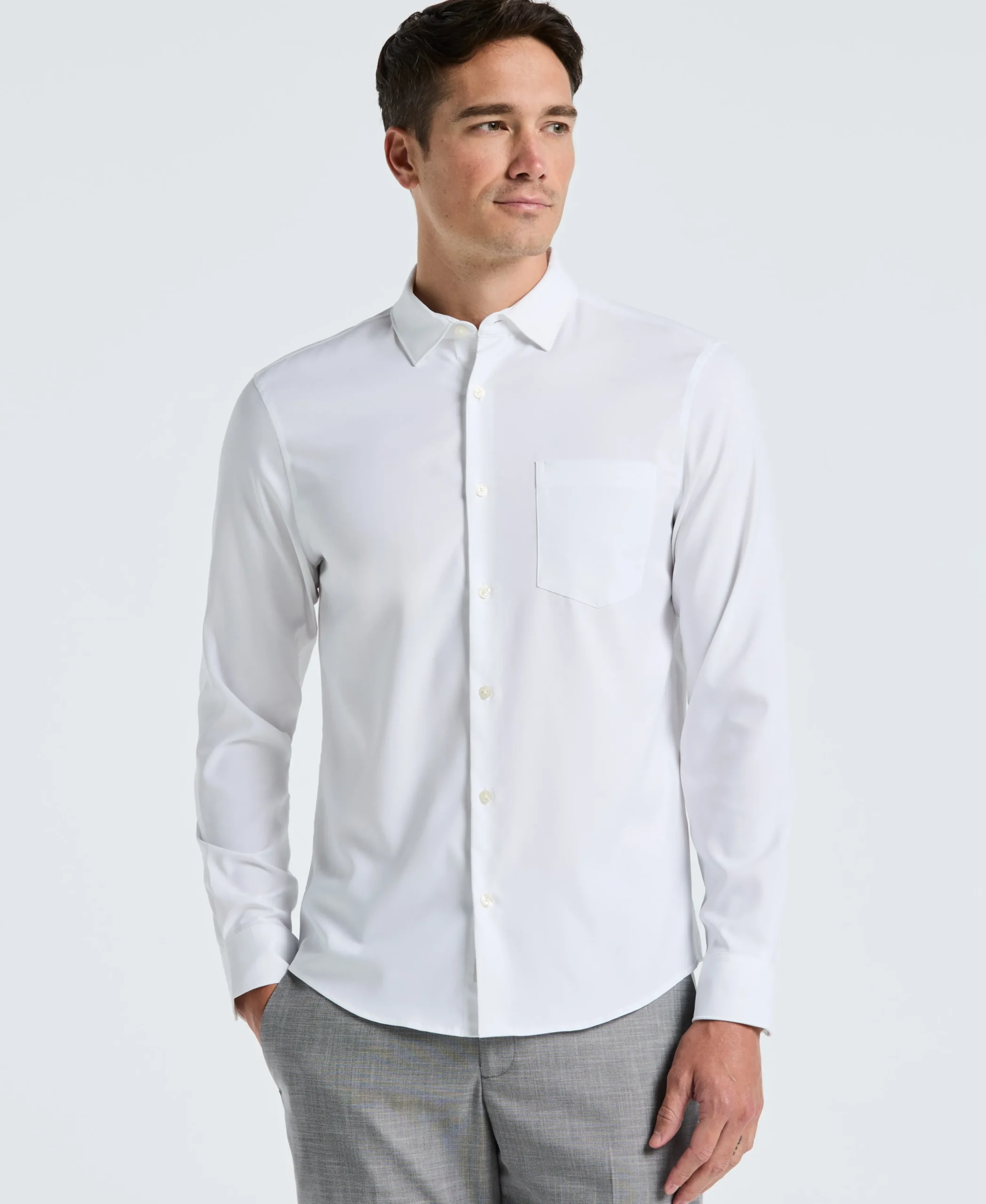 Untucked Total Stretch Slim Fit Solid Shirt - White