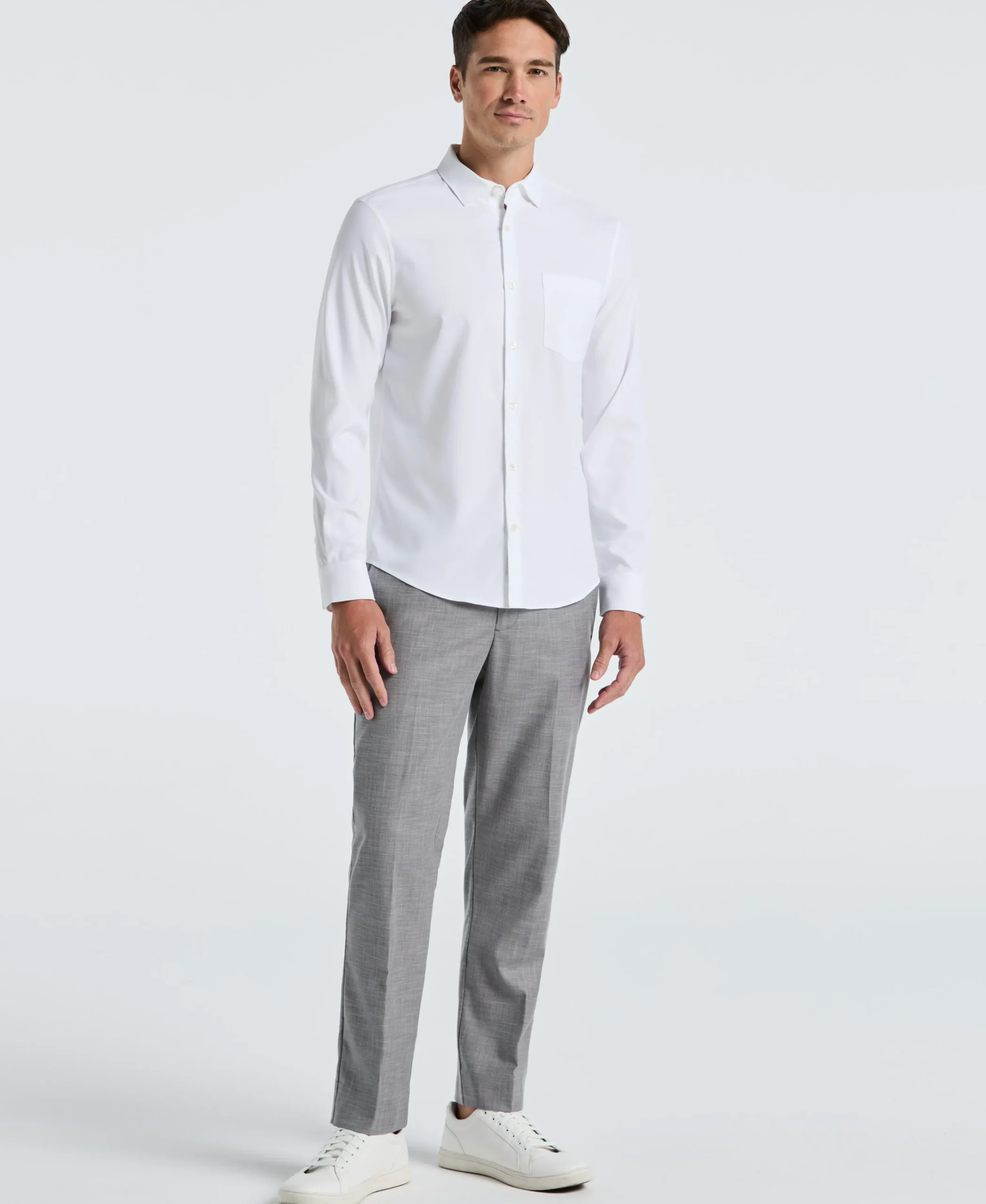 Untucked Total Stretch Slim Fit Solid Shirt - White