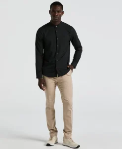 Untucked Total Stretch Slim Fit Banded Collar Shirt - Black