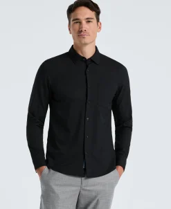 Untucked Total Stretch Slim Fit Solid Shirt - Black