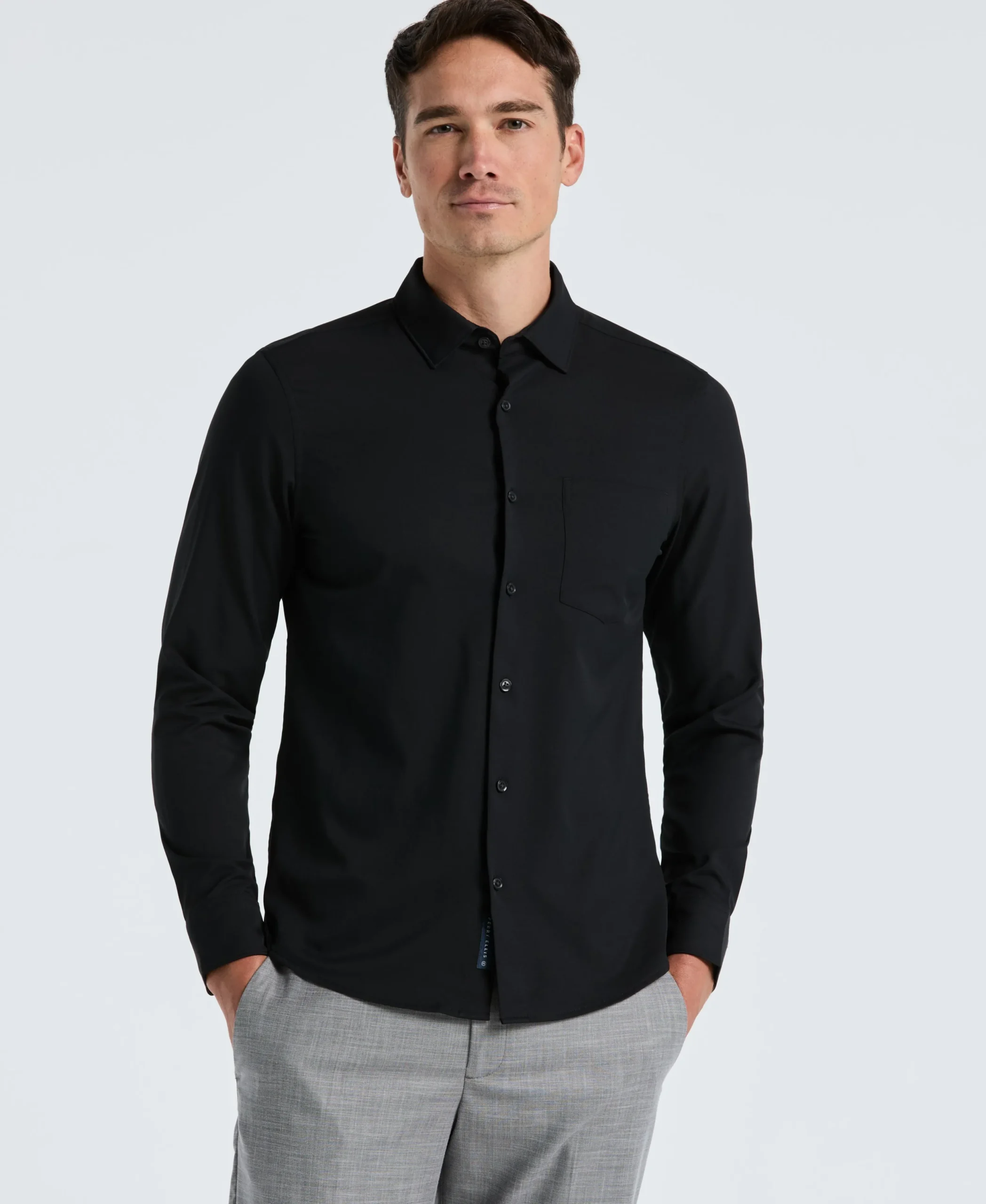 Untucked Total Stretch Slim Fit Solid Shirt - Black