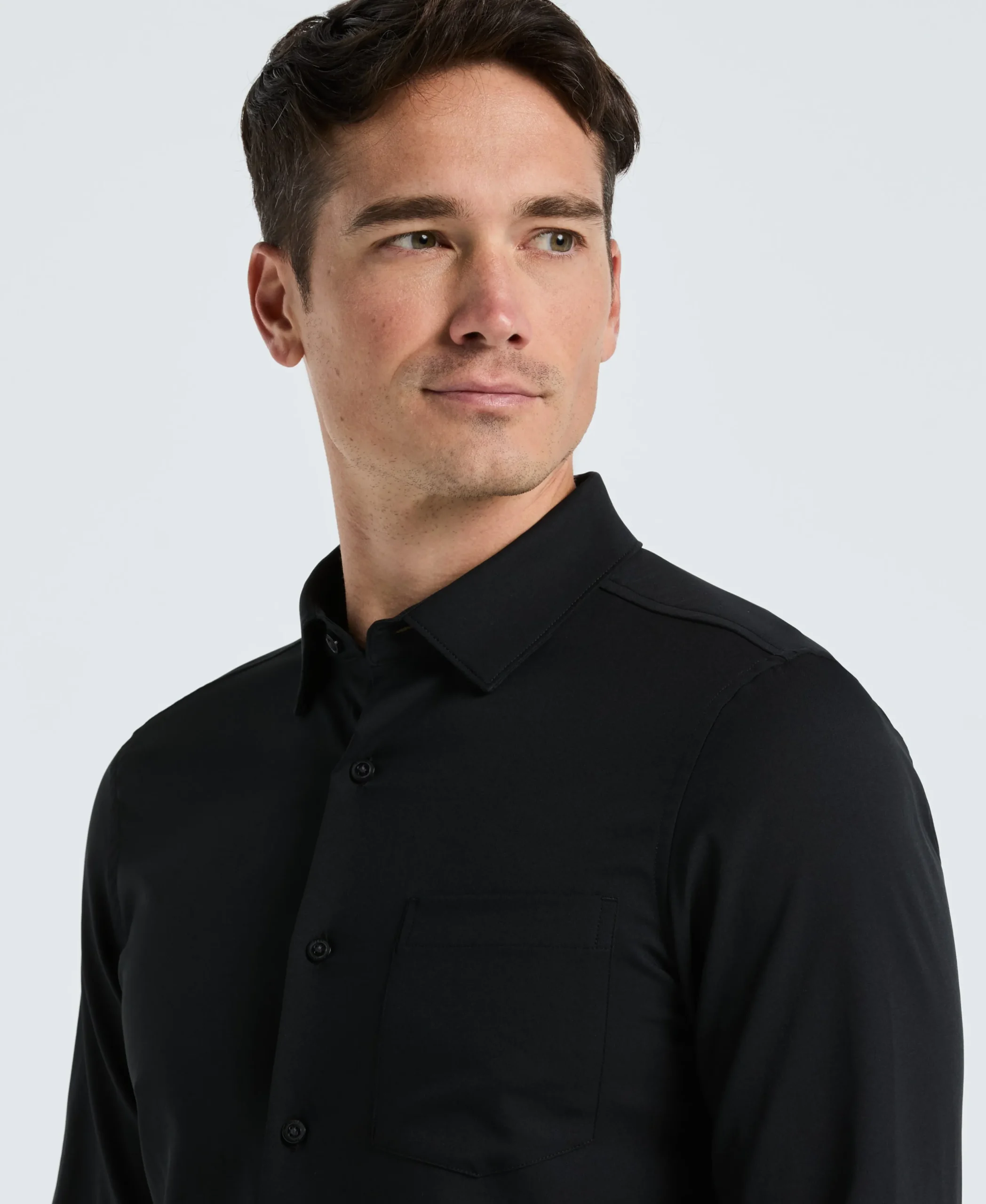 Untucked Total Stretch Slim Fit Solid Shirt - Black