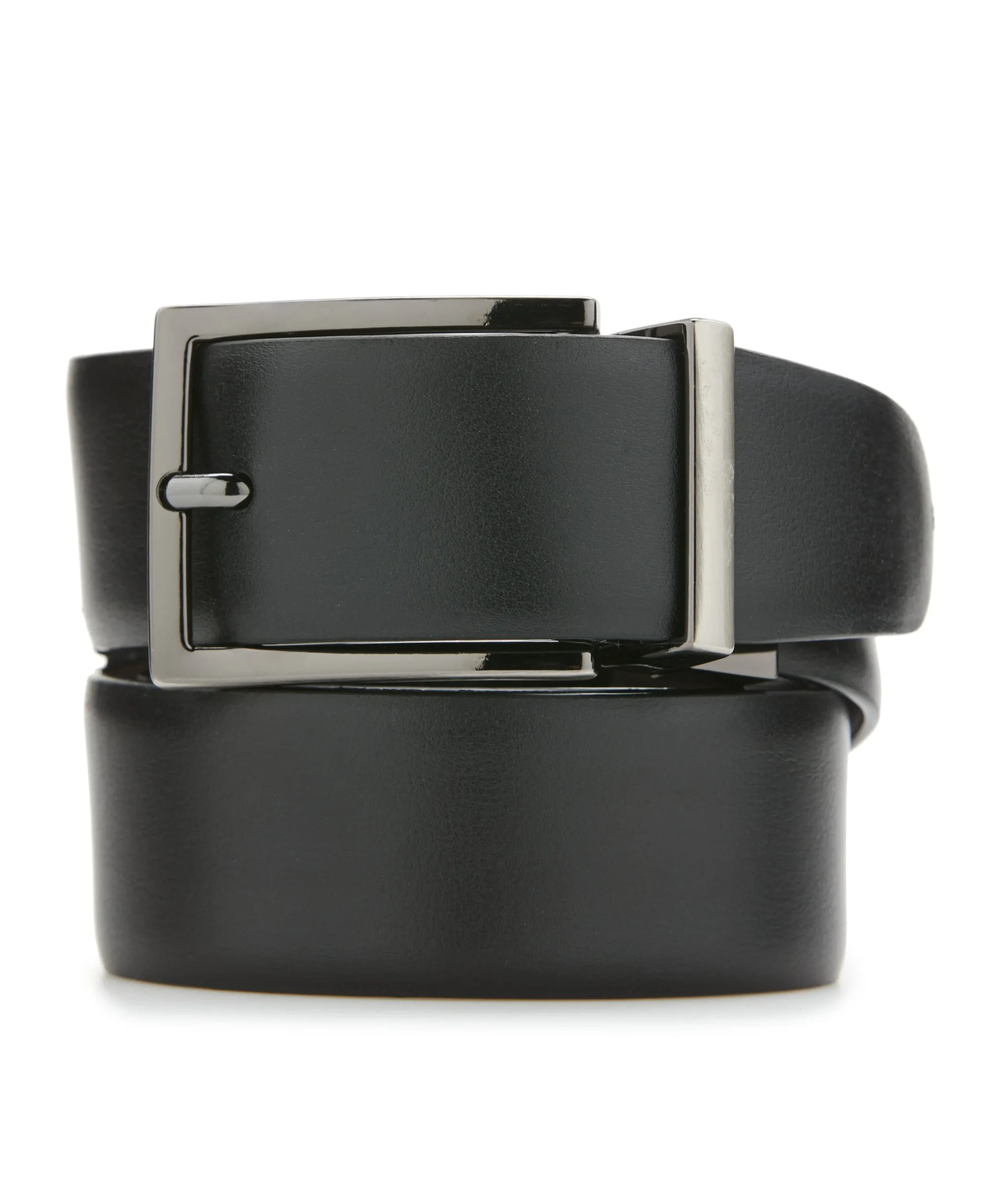 Wavy Black Leather Belt